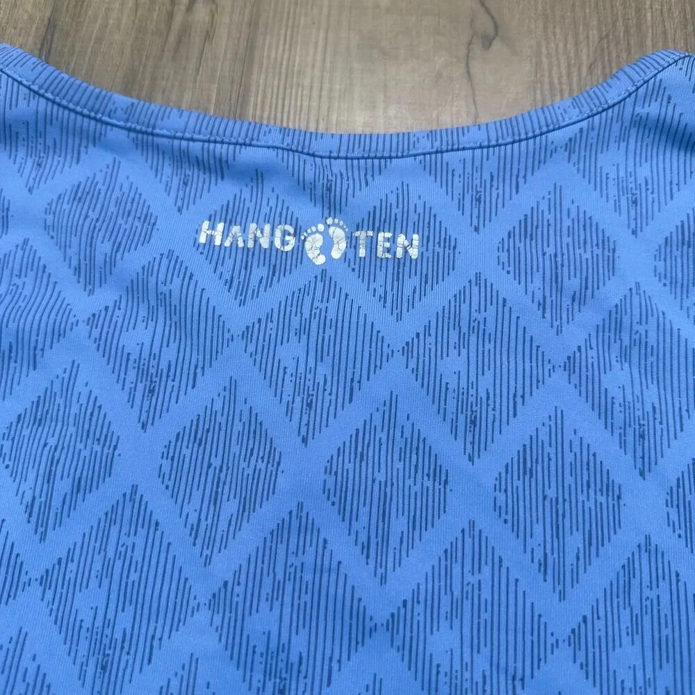 Hang Ten Women's L Large Long Sleeve Rashguard Diamond Design UPF 50+